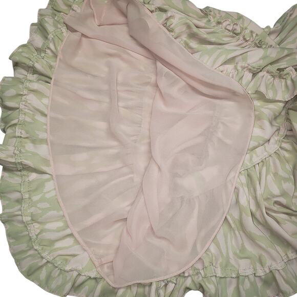 Buddy Love Leopard Print Zozo Mini Dress Sz M Pink Tan Ruffle Bell Sleeve Boho - Picture 8 of 12